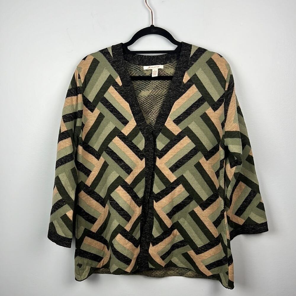JM Collection wool & linen blend cardigan size large